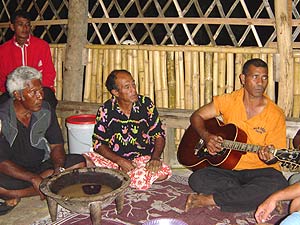 Kava drinking frequently lasts a while and features singing